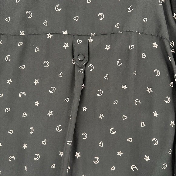 Torrid Women Sz 3X‎ Black Sheer Blouse Roll Tabs Long Sleeves Pockets V-Neck - Picture 4 of 10